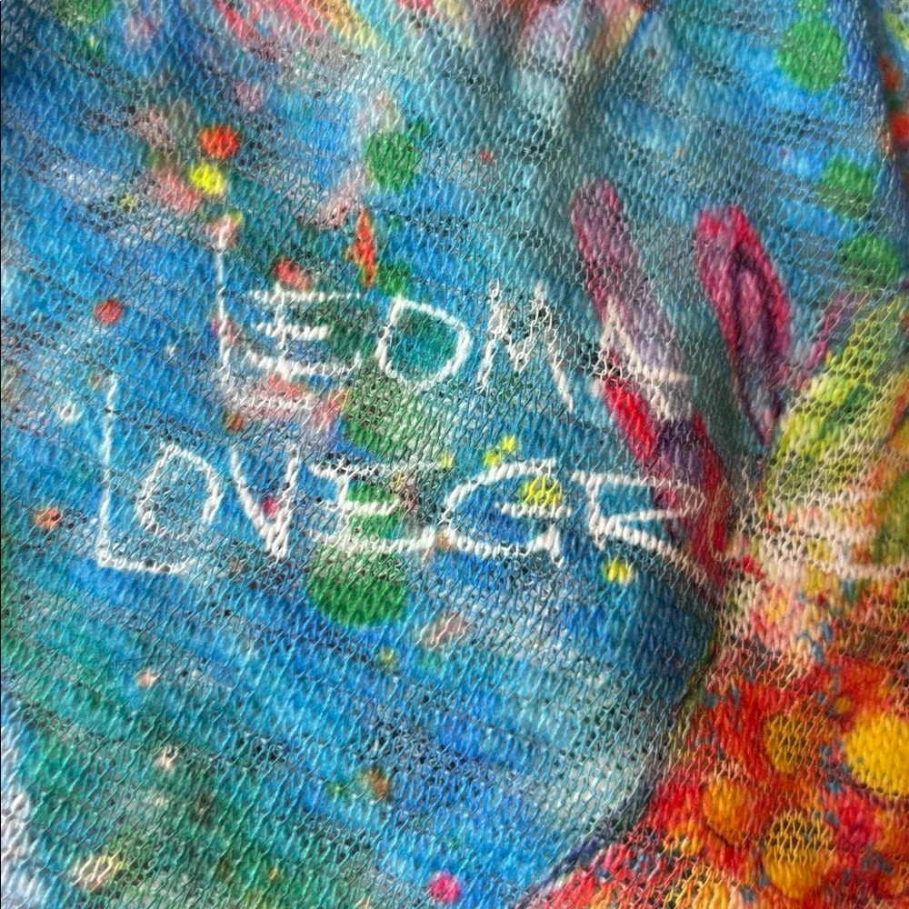 Leoma Lovegrove XXL Colorful Fish Art Open Front Cardigan Jacket Sweater - Picture 9 of 9